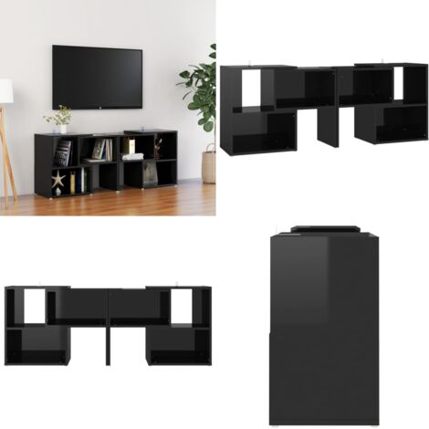 Mobile Porta TV Nero Lucido 104x30x52 cm in Legno Multistrato - Mobile TV Nero Lucido - Mobile TV in Legno