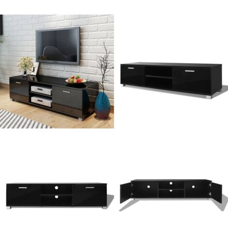 Mobile Porta TV Nero Lucido 140x40,5x35 cm - Mobile per TV - Mobile per intrattenimento