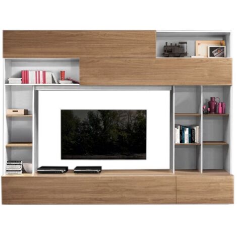 Mobile Porta Tv Olmo Bianco Parete Attrezzata Moderna Ante da Soggiorno Libreria