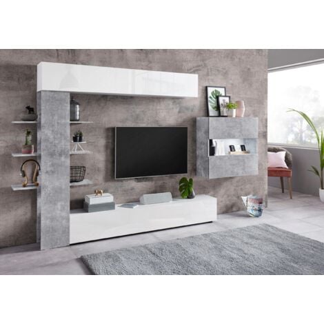 ARGONAUTA Parete attrezzata libreria Astrakat colore beton