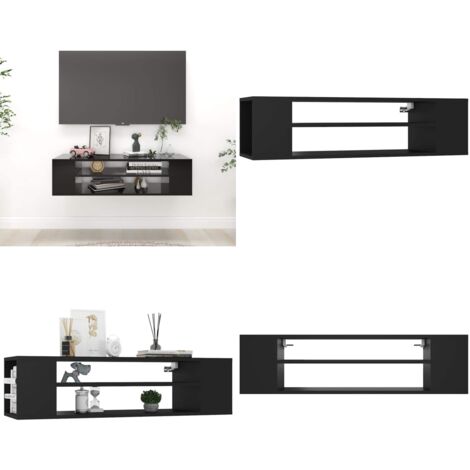 Mobile Porta TV Pensile Nero 100x30x26,5 cm Legno Multistrato - Mobile per hi-fi - Mobile a parete