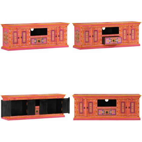 Mobile Porta TV Rosa 110x30x40 cm in Legno Massello di Mango - Mobile TV in legno - Mobile TV Rosa