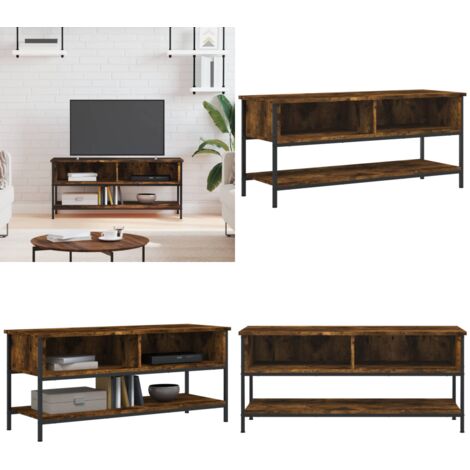 Mobile Porta TV Rovere Fumo 100x35x45 cm in Legno Multistrato - Mobile TV in legno - Mobile TV con mensola