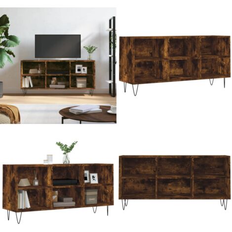 Mobile Porta TV Rovere Fumo 103,5x30x50 cm in Legno Multistrato - Mobile TV in legno - Supporto TV
