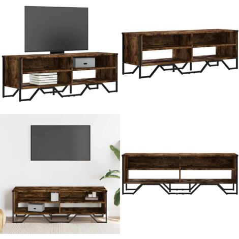 Mobile Porta TV Rovere Fumo 122x34x41 cm in Legno Multistrato - Credenza TV - Mobile TV in legno