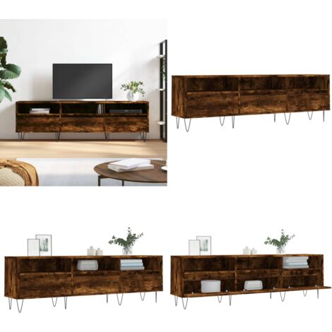 Mobile Porta TV Rovere Fumo 150x30x44,5 cm in Legno Multistrato - Mobile TV in legno - Supporto TV