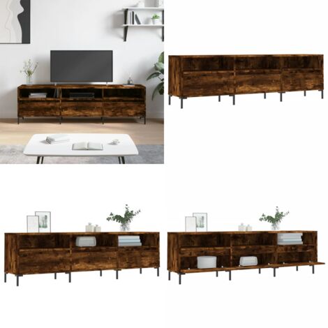Mobile Porta TV Rovere Fumo 150x30x44,5 cm in Legno Multistrato - Mobile TV in legno - Supporto TV