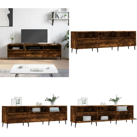 Mobile Porta TV Rovere Fumo 150x30x44,5 cm in Legno Multistrato - Mobile TV in legno - Supporto TV
