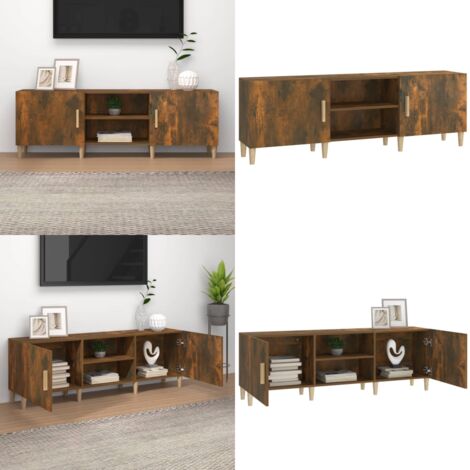 Mobile Porta TV Rovere Fumo 150x30x50 cm in Legno Multistrato - Mobile per stereo - Mobile in legno