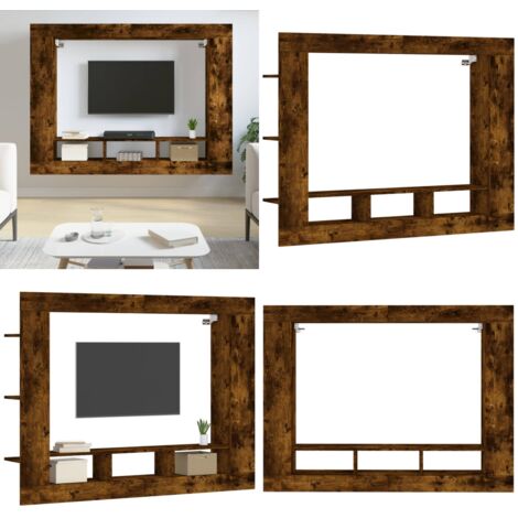 Mobile Porta TV Rovere Fumo 152x22x113 cm in Legno Multistrato - Mobile TV a parete - TV in legno