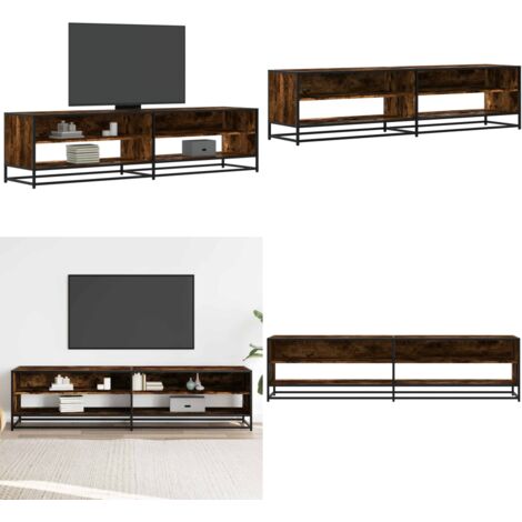 Mobile Porta TV Rovere Fumo 180,5x40x46 cm in Legno Multistrato - Mobile TV in legno - Mobile TV con ripiani