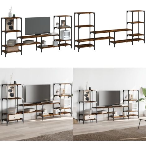 Mobile Porta TV Rovere Fumo 206,5x28,5x95 cm Legno Multistrato - Mobile porta TV - Mobile in legno