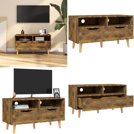 Mobile Porta TV Rovere Fumo 90x40x48,5 cm Legno Multistrato - Mobile HiFi - Mobile con TV