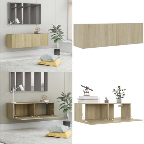 Mobile Porta TV Rovere Sonoma 100x30x30 cm in Legno Multistrato - Mobile tv - Armadio tv da parete