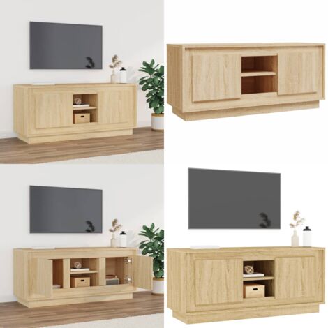 Mobile Porta TV Rovere Sonoma 102x35x45 cm in Legno Multistrato - Mobile TV Rovere Sonoma - Mobile TV con ante