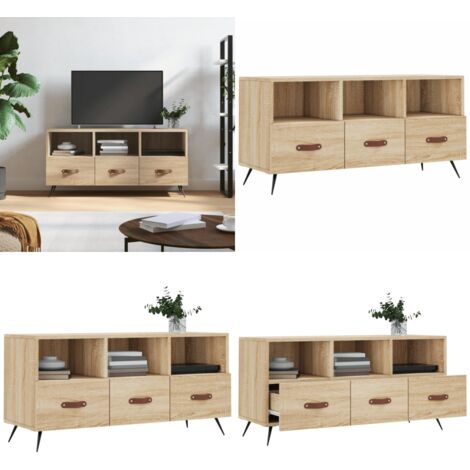 Mobile Porta TV Rovere Sonoma 102x36x50 cm in Legno Multistrato - Mobile TV Rovere Sonoma - Mobile TV con cassetti
