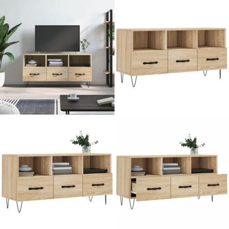 Mobile Porta TV Rovere Sonoma 102x36x50 cm in Legno Multistrato - Mobile TV Rovere Sonoma - Mobile TV con cassetti