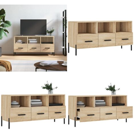 Mobile Porta TV Rovere Sonoma 102x36x50 cm in Legno Multistrato - Mobile TV Rovere Sonoma - Mobile TV con cassetti