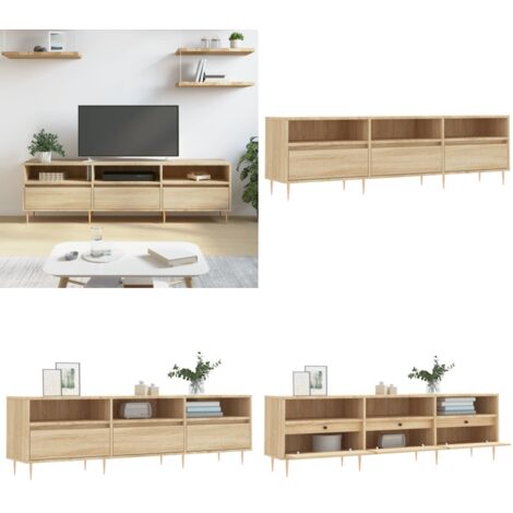 Mobile Porta TV Rovere Sonoma 150x30x44,5 cm Legno Multistrato - Mobile TV con ripostiglio - Mobile TV in legno multistrato