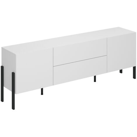 Mobile porta TV soggiorno design moderno bianco 2 ante 2 cassetti Kaveh