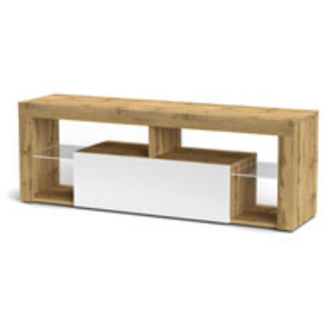 Mobile porta tv soggiorno Hugo cm 140x35x51h cm bianco e rovere