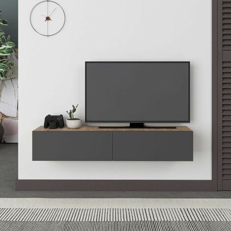Mobile porta Tv sospeso ante a ribalta Francy colore rovere antracite