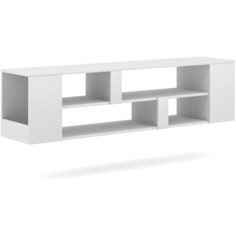 Mobile porta TV sospeso collezione CLARA colore bianco 155cm con 6 vani