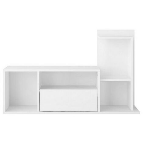 HOMEMANIA Mobile Porta Tv Sumatra, Truciolare Melaminico, Bianco, 150x22x25 cm