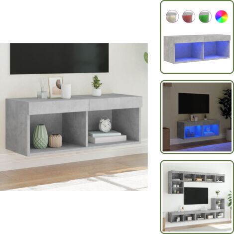 Mobile Porta TV - vidaXL Mobile Porta TV con Luci LED Grigio Cemento 80x30x30 cm - TV Stand