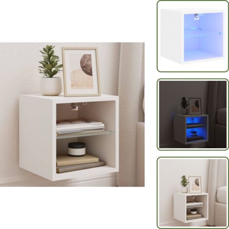 Mobile porta TV - vidaXL Mobile TV a Parete con Luci LED Bianco 30x28,5x30 cm - Comodino a muro