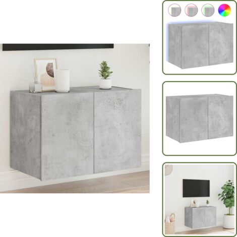 Mobile porta TV - vidaXL Mobile TV a Parete con Luci LED Grigio Cemento 60x35x41 cm - Comodino a muro