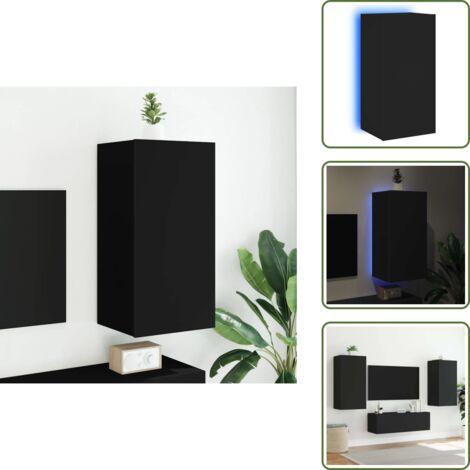 Mobile porta TV - vidaXL Mobile TV a Parete con Luci LED Nero 40,5x35x80 cm - Comodino a muro