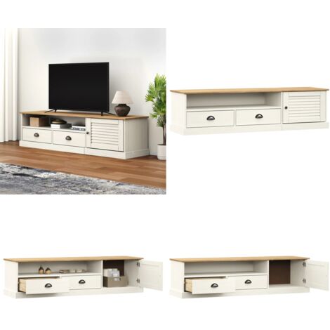 Mobile Porta TV VIGO Bianco 156x40x40 cm Legno Massello di Pino - Mobile TV in legno - TV stand in legno