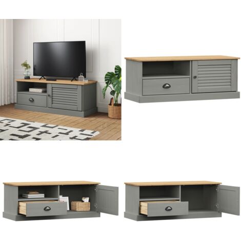 Mobile Porta TV VIGO Grigio 106x40x40 cm Legno Massello di Pino - Mobile porta TV - Mobile in legno