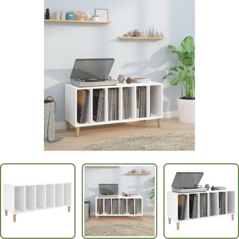 Mobile porta vinili -  Mobile Porta Dischi Bianco 100x38x48 cm in Legno Multistrato