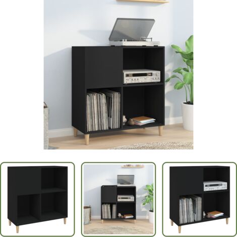 Mobile porta vinili -  Mobile Porta Dischi Nero 84,5x38x89 cm in Legno Multistrato