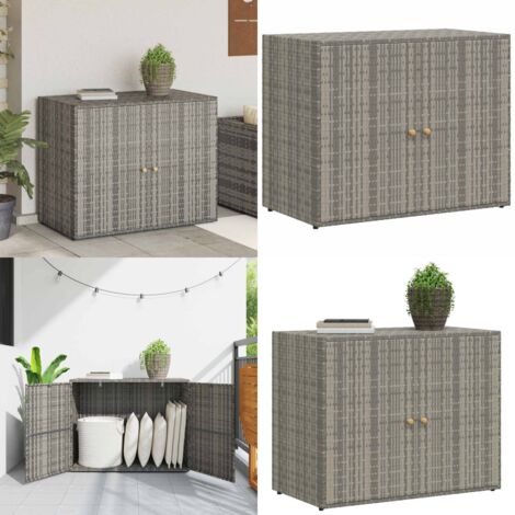Mobile Portaoggetti da Giardino Grigio 100x55,5x80cm Polyrattan - Armadio da giardino - Armadio in rattan