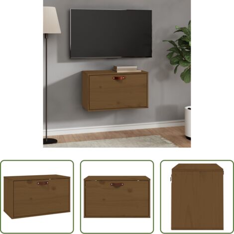 Mobile portaoggetti -  Pensile Marrone ambra 60x30x35 cm in Legno Massello di Pino