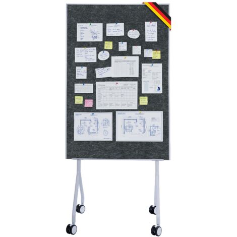 Mobile Präsentationstafel Giant Doppelseite Filztafel 80 x 120 cm Schwarz