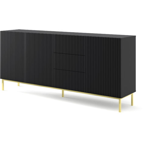 MOBILE RAVENNA B MOBILE IN MDF RIVESTITO IN FOGLIO 3D3S 200 NERO OPACO TELAIO ORO