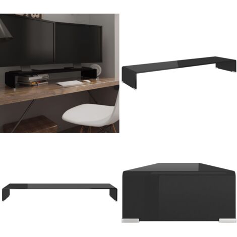 Mobile/Rialzo Porta TV in Vetro Nero 110x30x13 cm - Rialzo TV - Mobile TV