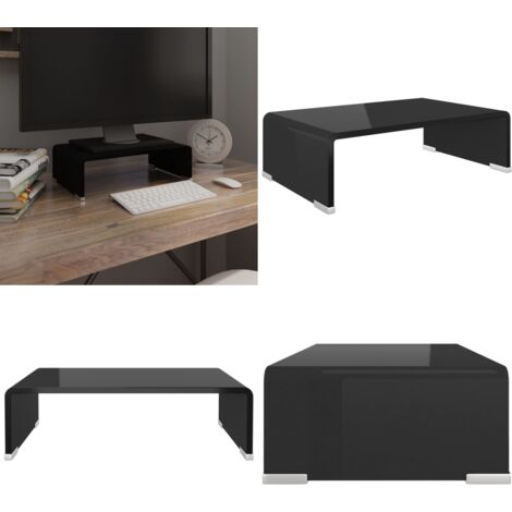 Mobile/Rialzo Porta TV in Vetro Nero 40x25x11 cm - Rialzo tv - Mobile tv