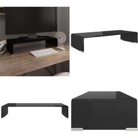 Mobile/Rialzo Porta TV in Vetro Nero 60x25x11 cm - Rialzo tv - Mobile tv
