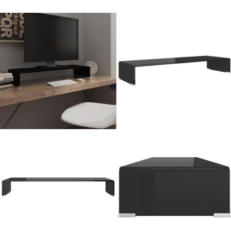 Mobile/Rialzo Porta TV in Vetro Nero 90x30x13 cm - Rialzo TV - Mobile TV