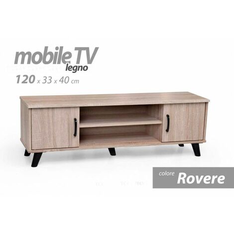 Mobile salotto basso porta tv madia rovere cm 120 x 33 x 40 h