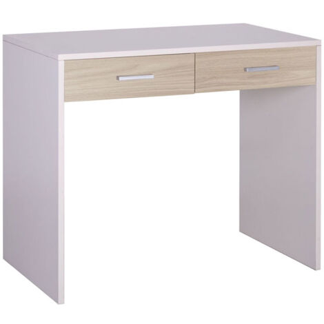 Mobile Scrivania Bianco Olmo 90 cm Cassetti in Legno Salvaspazio Ufficio