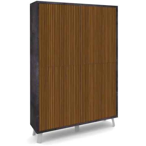 Mobile Soggiorno 4 Ante 108x41x161 cm Rovere e Nero