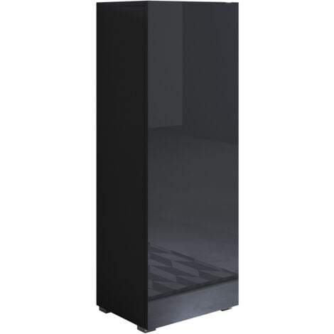Mobile Soggiorno con Piedini 2cm  Vetrina Salotto Moderno  Vetrinetta pensile  40x128x28cm  Modello Luke V1  Nero lucido