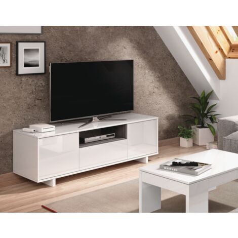 Mobile soggiorno porta Tv 150 cm Bianco lucido e Grigio cenere con tre ante Colore