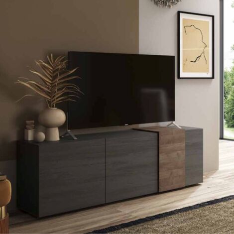 STILPROJECTSTORE - CASA E UFFICIO Mobile soggiorno Porta TV 3 ante L 181 Nero Titanio / Mercure - Venus